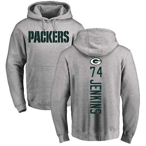 Men Green Bay Packers Ash #74 Jenkins Elgton Backer Nike NFL Pullover Hoodie Sweatshirts->nfl t-shirts->Sports Accessory